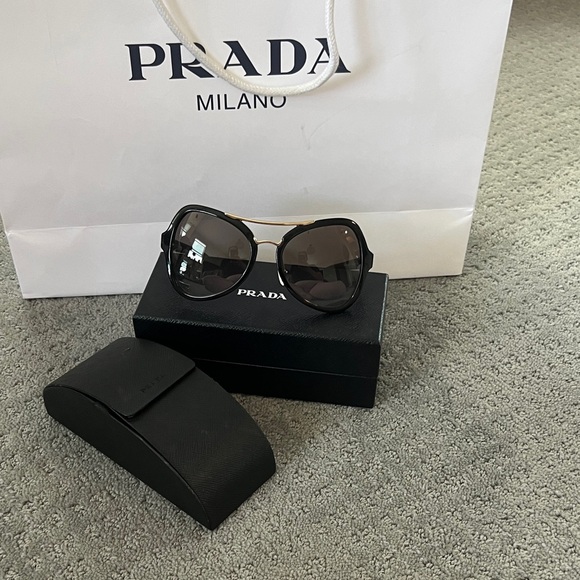 Prada Black Aviator Sunglasses for Women - Picture 1 of 3